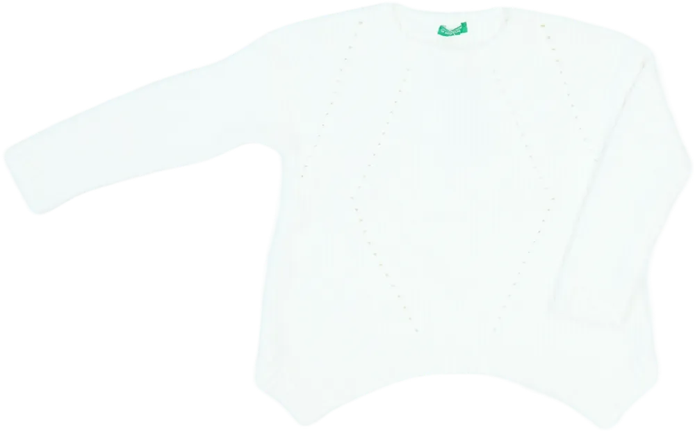 Fehér Benetton Kötött pulcsi EU 122 / UK 7 év / US 7 év/M