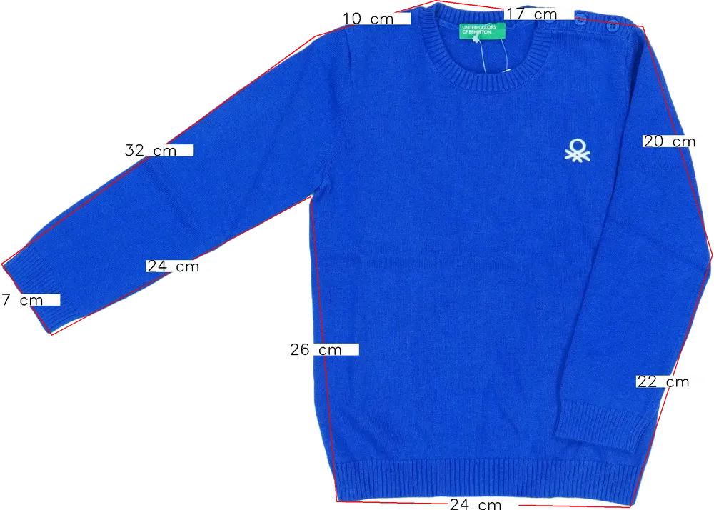 Kék Benetton Pulóver EU 98 / UK 3 év / US 3T