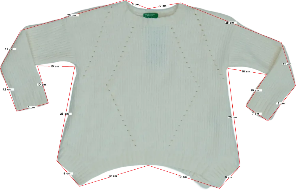 Fehér Benetton Kötött pulcsi EU 110 / UK 5 év / US 5 év/XS