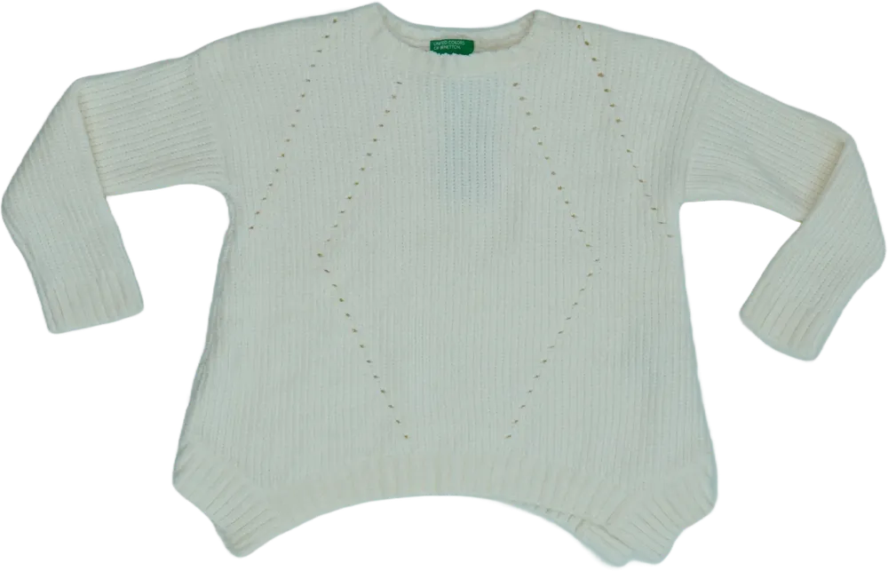 Fehér Benetton Kötött pulcsi EU 110 / UK 5 év / US 5 év/XS