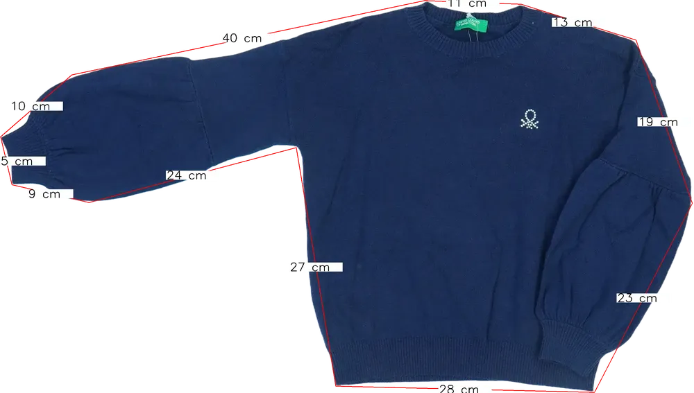 Kék Benetton Kardigán EU 122 / UK 7 év / US 7 év/M