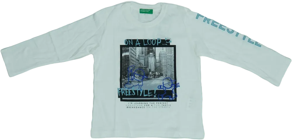 Fehér Benetton Hosszú ujjú felső EU 68 / UK 3-6 hónap / US 3-6 hónap