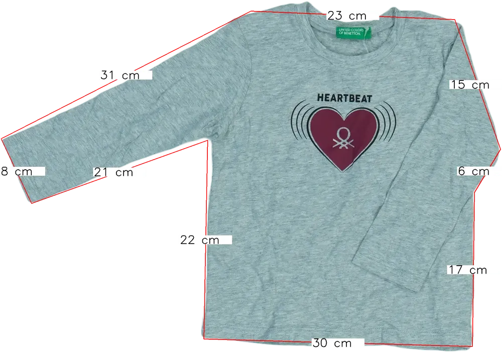 Szürke Benetton Hosszú ujjú felső EU 86 / UK 12-18 hónap / US 18 hónap