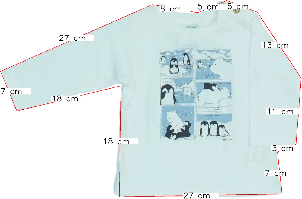 Fehér Benetton Hosszú ujjú felső EU 74 / UK 6-9 hónap / US 6-9 hónap