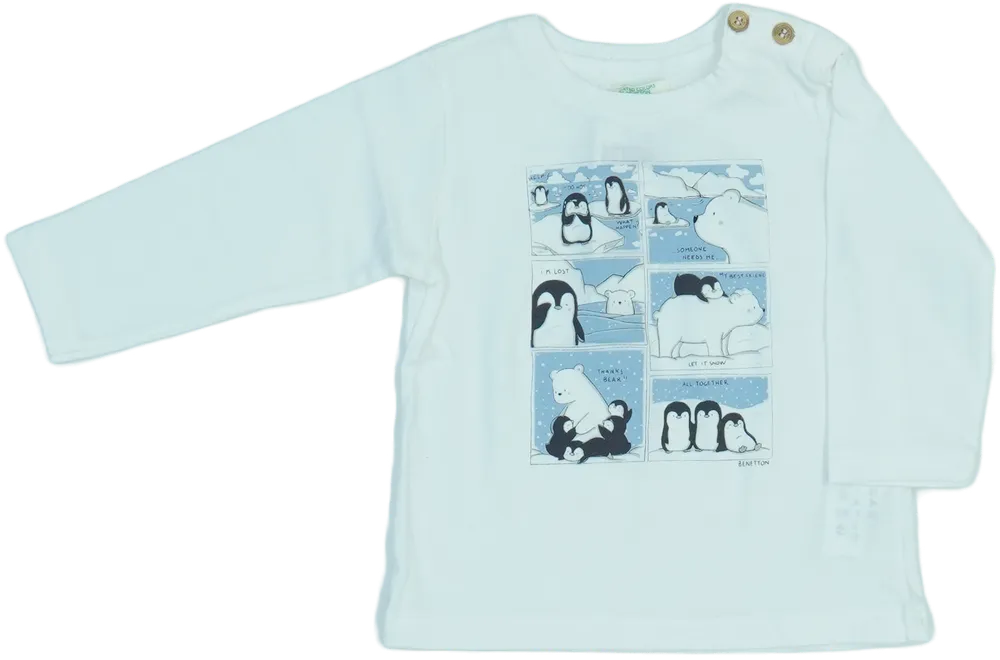 Fehér Benetton Hosszú ujjú felső EU 74 / UK 6-9 hónap / US 6-9 hónap