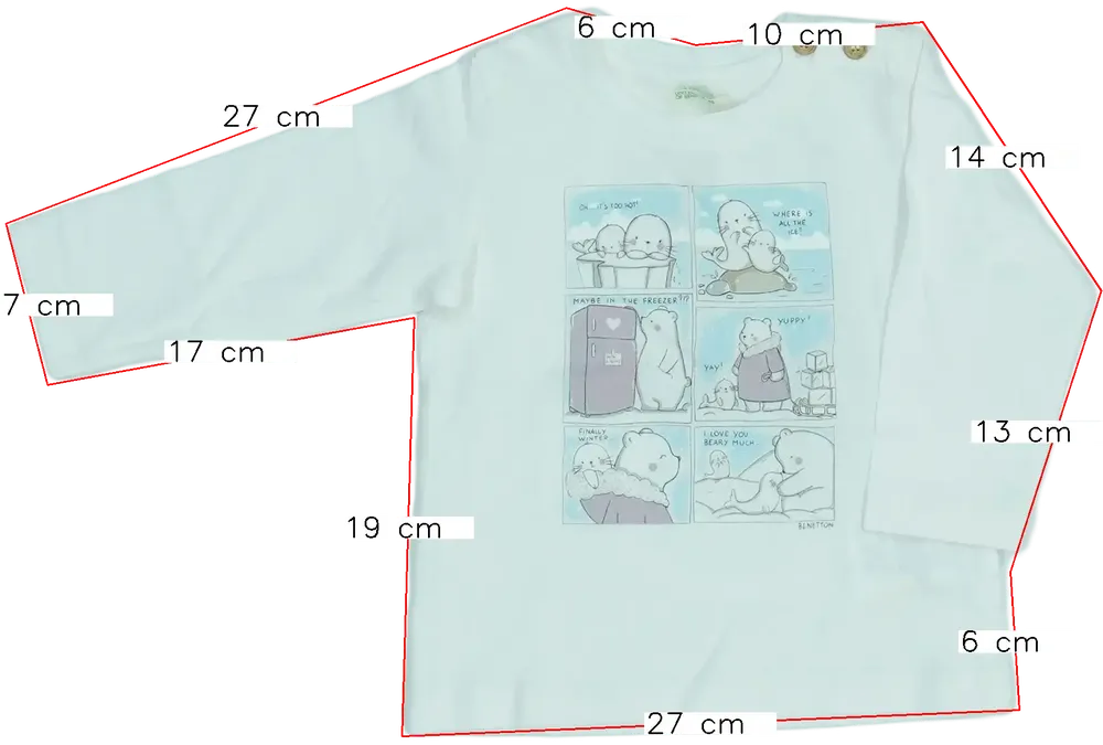 Fehér Benetton Hosszú ujjú felső EU 74 / UK 6-9 hónap / US 6-9 hónap