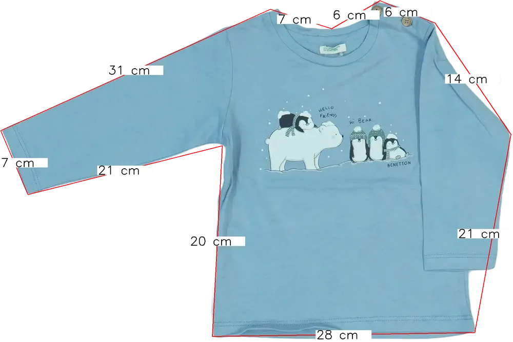 Kék Benetton Hosszú ujjú felső EU 80 / UK 9-12 hónap / US 12 hónap