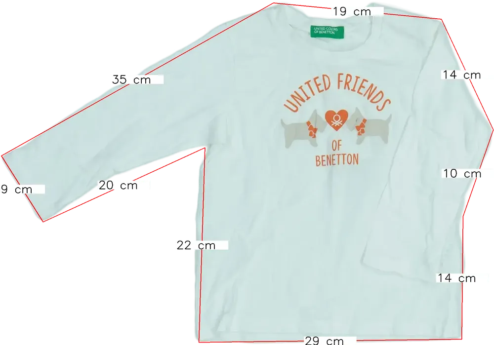 Fehér Benetton Hosszú ujjú felső EU 86 / UK 12-18 hónap / US 18 hónap