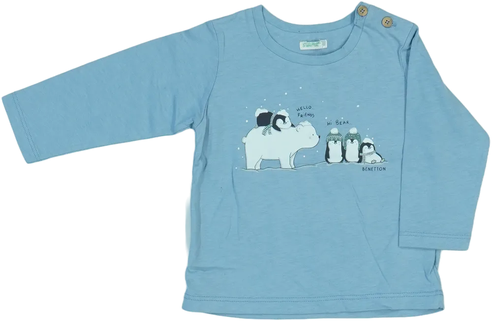 Kék Benetton Hosszú ujjú felső EU 74 / UK 6-9 hónap / US 6-9 hónap