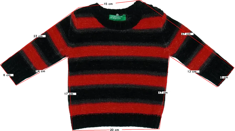 Piros Benetton Kötött pulcsi EU 68 / UK 3-6 hónap / US 3-6 hónap