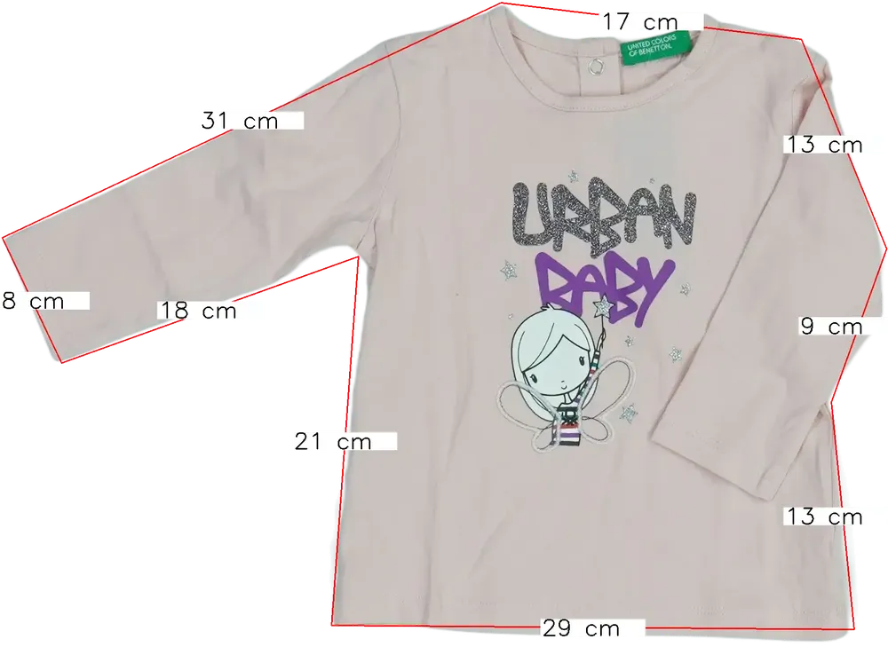 Rózsaszín Benetton Hosszú ujjú felső EU 80 / UK 9-12 hónap / US 12 hónap