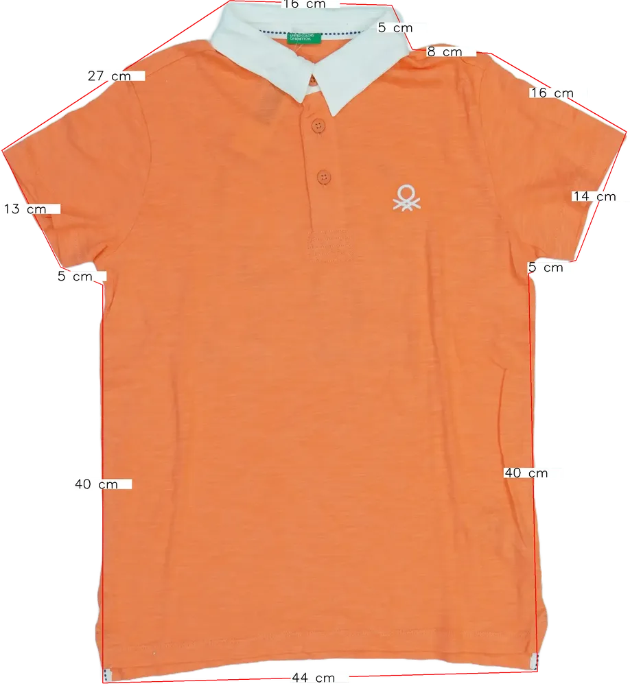 Sárga (narancs) Benetton Galléros póló EU 152 / UK 12 év / US 12 év/L