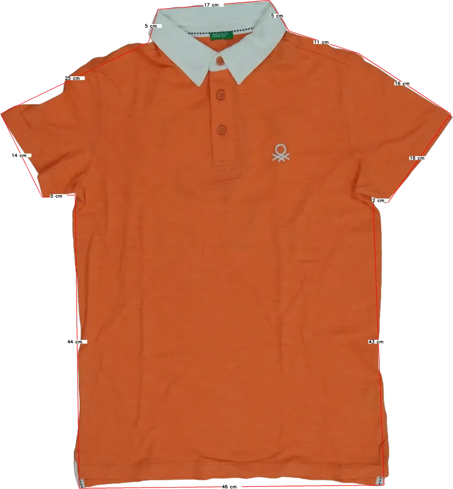 Sárga (narancs) Benetton Galléros póló EU 170 / UK 15 év / US XL