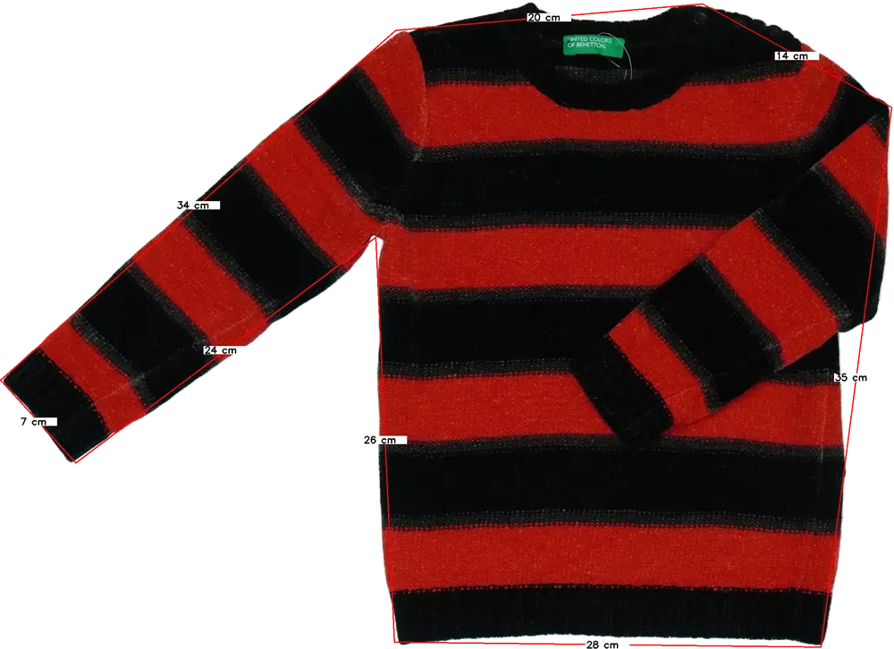 Piros Benetton Kötött pulcsi EU 98 / UK 3 év / US 3T