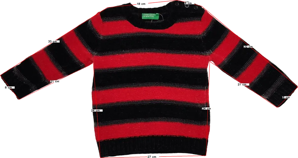 Piros Benetton Kötött pulcsi EU 74 / UK 6-9 hónap / US 6-9 hónap