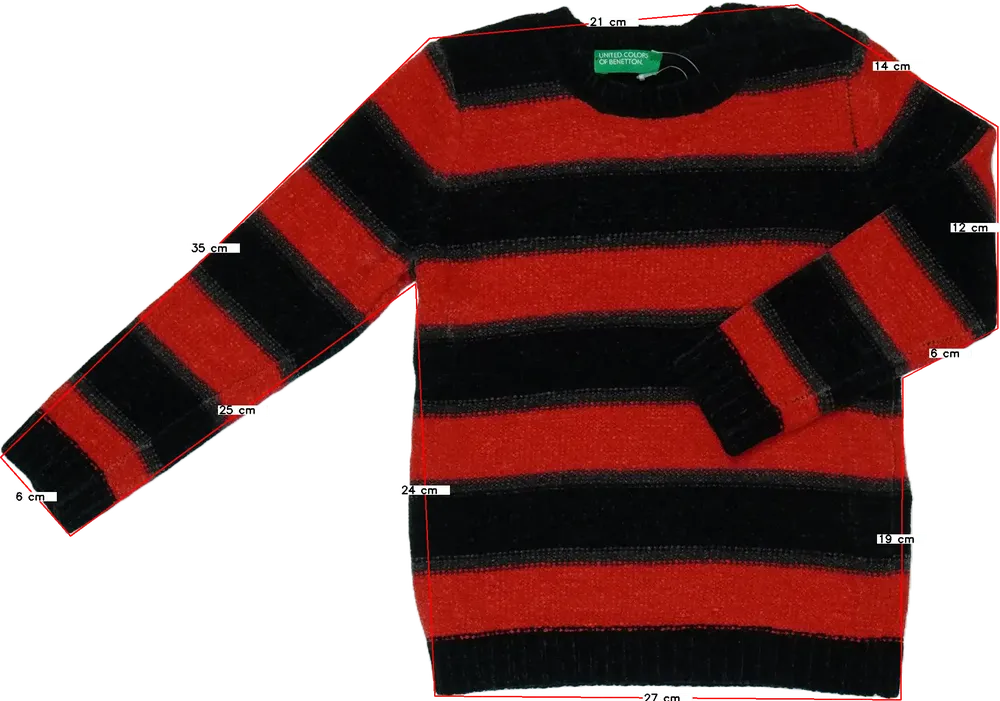 Piros Benetton Kötött pulcsi EU 92 / UK 2 év / US 2T