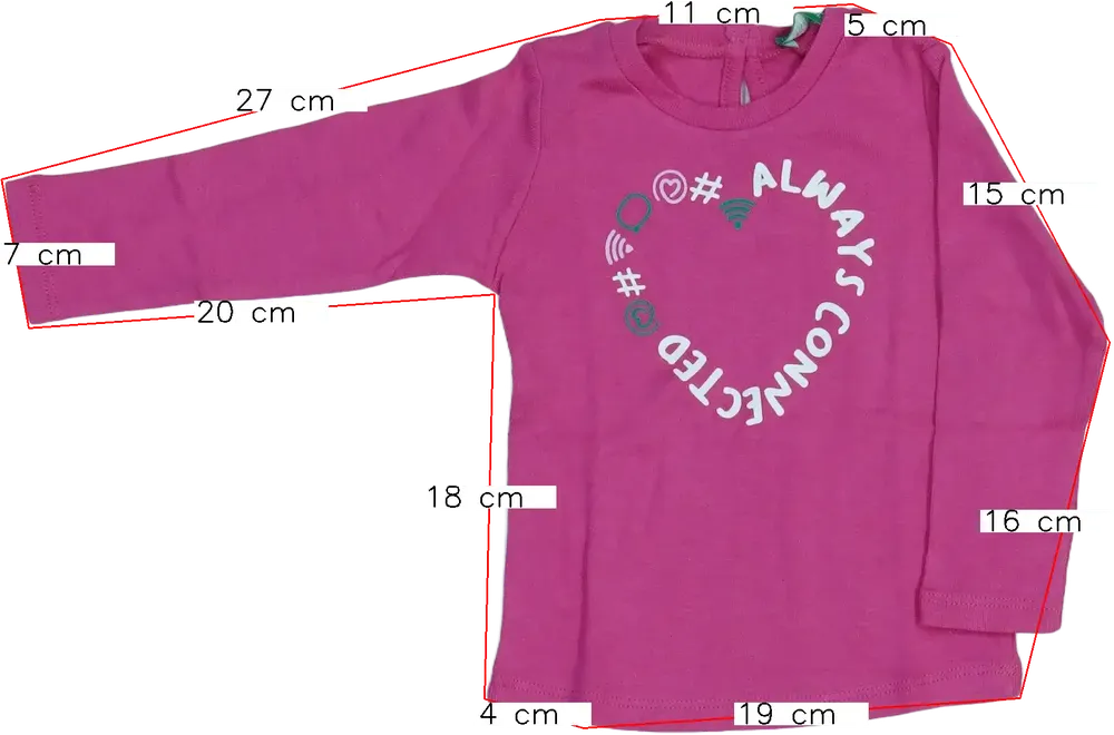 Rózsaszín Benetton Hosszú ujjú felső EU 74 / UK 6-9 hónap / US 6-9 hónap