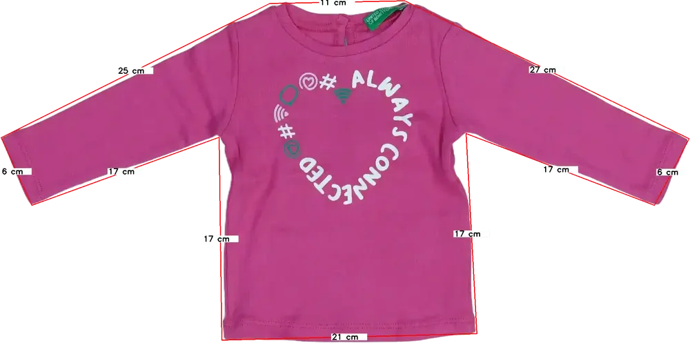 Rózsaszín Benetton Hosszú ujjú felső EU 68 / UK 3-6 hónap / US 3-6 hónap