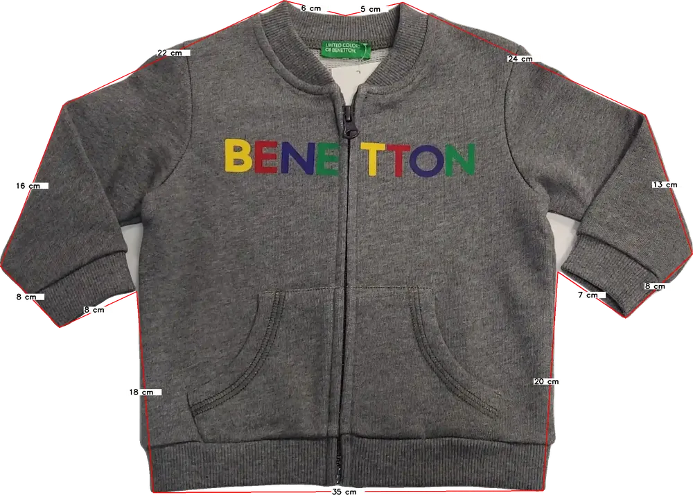 Szürke Benetton Pulóver EU 80 / UK 9-12 hónap / US 12 hónap