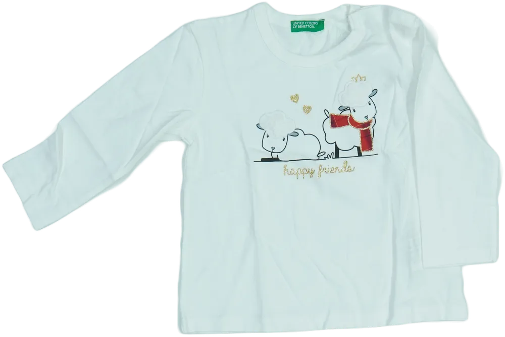 Fehér Benetton Hosszú ujjú felső EU 86 / UK 12-18 hónap / US 18 hónap