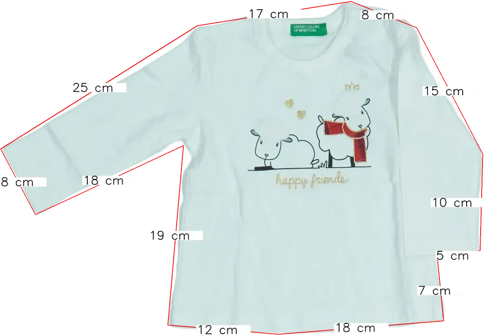 Fehér Benetton Hosszú ujjú felső EU 80 / UK 9-12 hónap / US 12 hónap