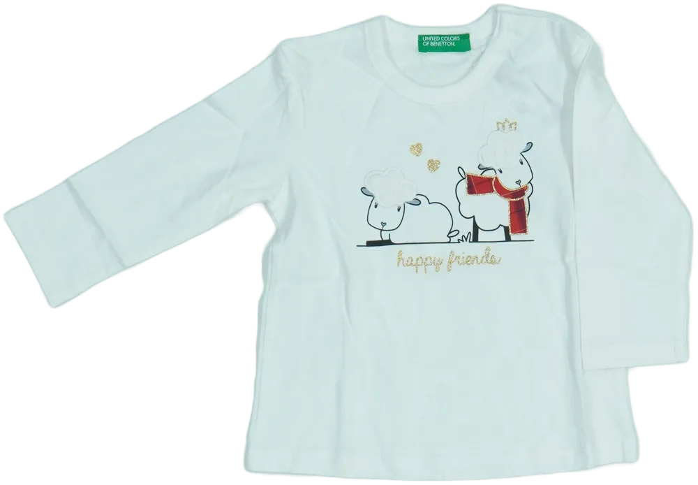 Fehér Benetton Hosszú ujjú felső EU 80 / UK 9-12 hónap / US 12 hónap