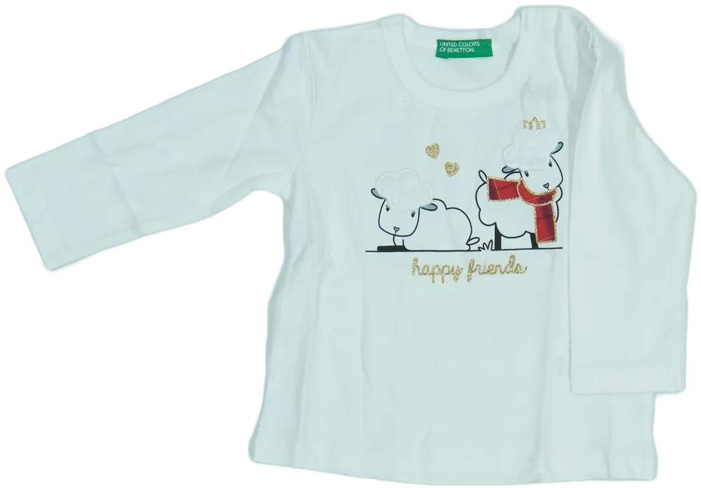 Fehér Benetton Hosszú ujjú felső EU 74 / UK 6-9 hónap / US 6-9 hónap