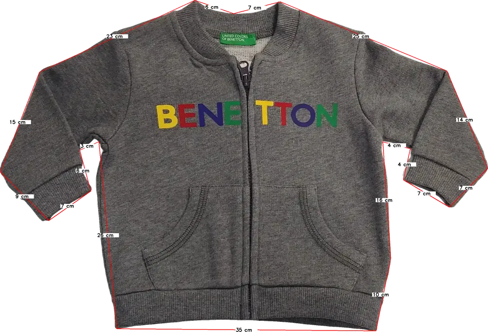 Szürke Benetton Pulóver EU 74 / UK 6-9 hónap / US 6-9 hónap