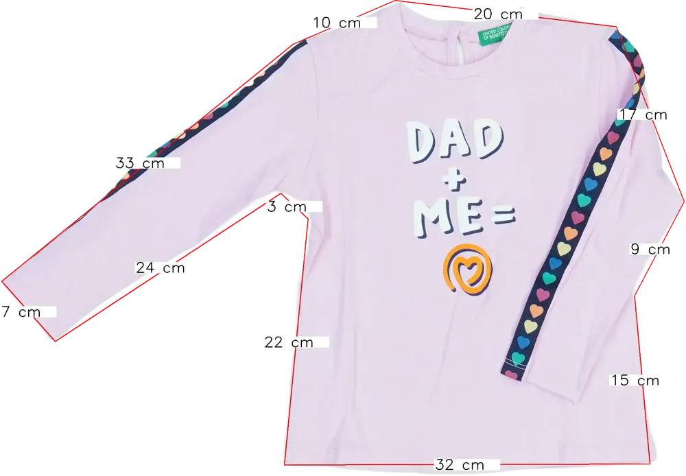 Rózsaszín Benetton Hosszú ujjú felső EU 98 / UK 3 év / US 3T