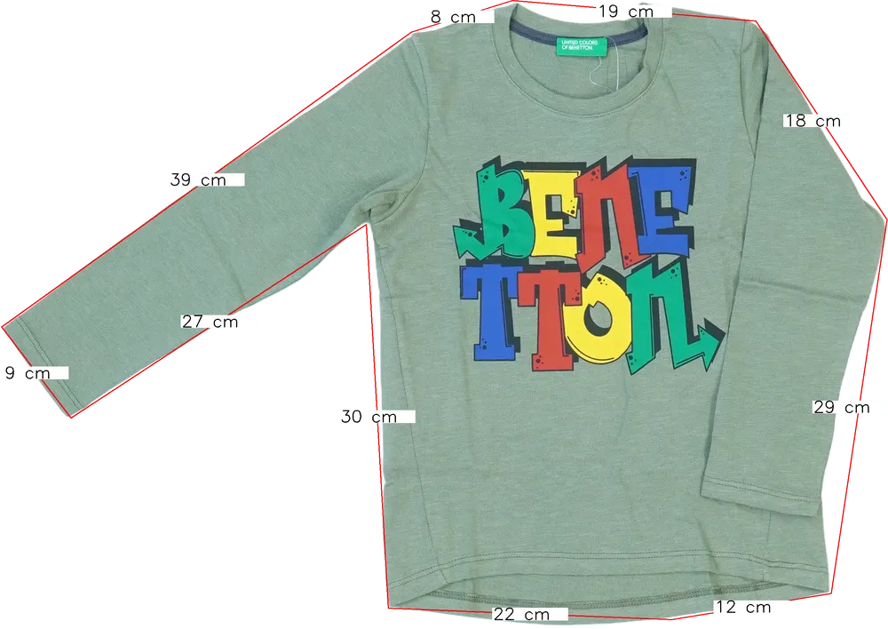 Zöld Benetton Hosszú ujjú felső EU 104 / UK 4 év / US 4T/XS