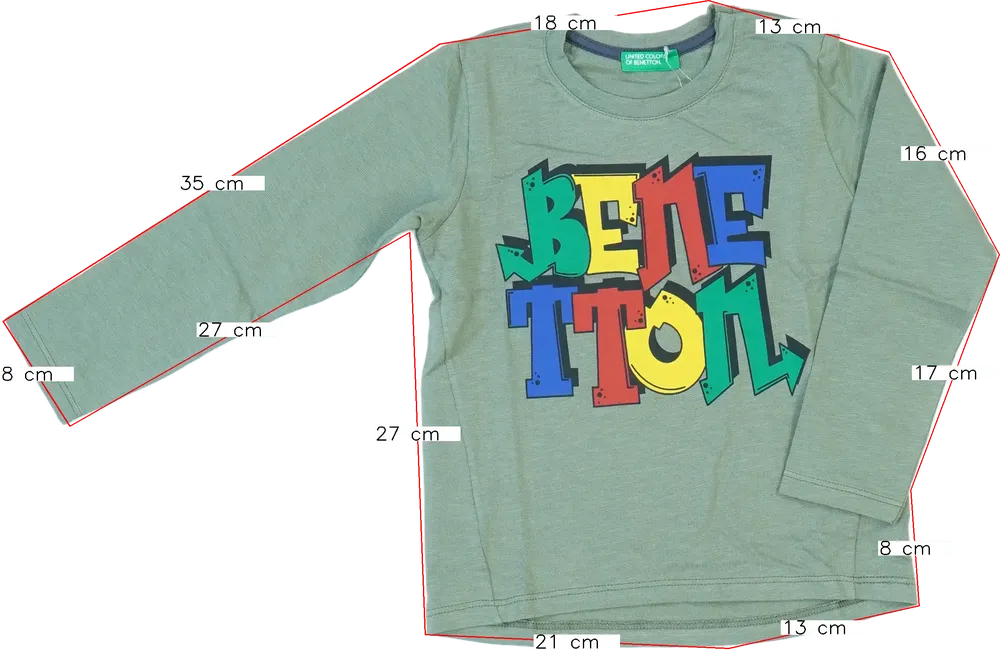 Zöld Benetton Hosszú ujjú felső EU 98 / UK 3 év / US 3T