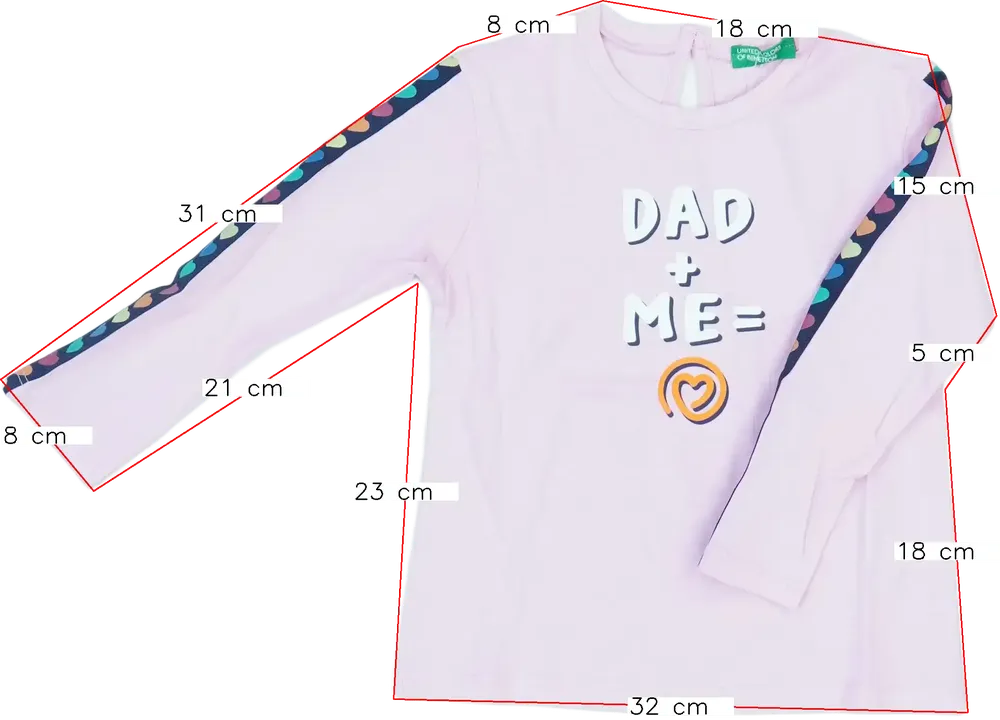 Rózsaszín Benetton Hosszú ujjú felső EU 92 / UK 2 év / US 2T