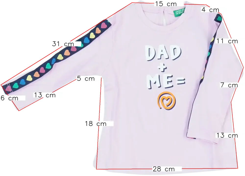 Rózsaszín Benetton Hosszú ujjú felső EU 80 / UK 9-12 hónap / US 12 hónap