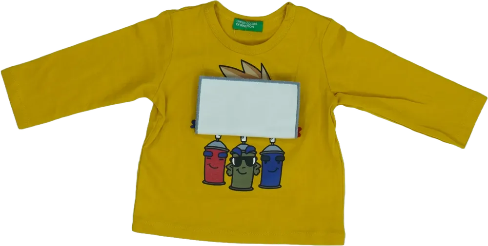 Sárga Benetton Hosszú ujjú felső EU 68 / UK 3-6 hónap / US 3-6 hónap