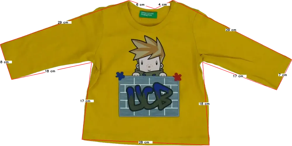 Sárga Benetton Hosszú ujjú felső EU 68 / UK 3-6 hónap / US 3-6 hónap