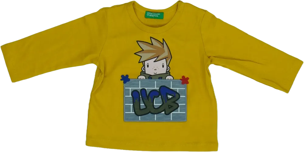 Sárga Benetton Hosszú ujjú felső EU 68 / UK 3-6 hónap / US 3-6 hónap