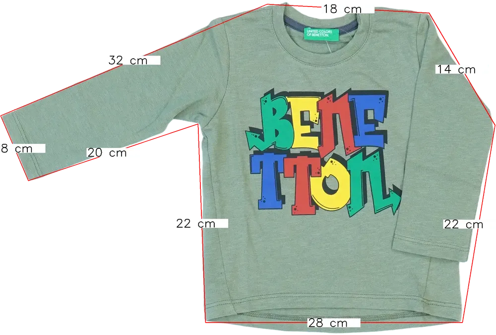 Zöld Benetton Hosszú ujjú felső EU 80 / UK 9-12 hónap / US 12 hónap