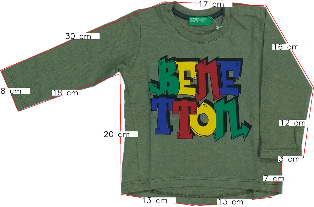 Zöld Benetton Hosszú ujjú felső EU 74 / UK 6-9 hónap / US 6-9 hónap