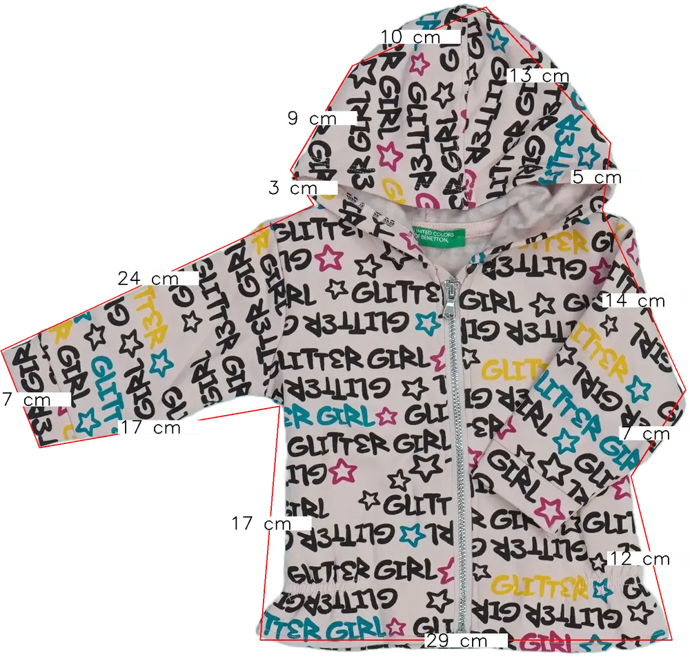 Rózsaszín Benetton Kapucnis pulóver EU 74 / UK 6-9 hónap / US 6-9 hónap