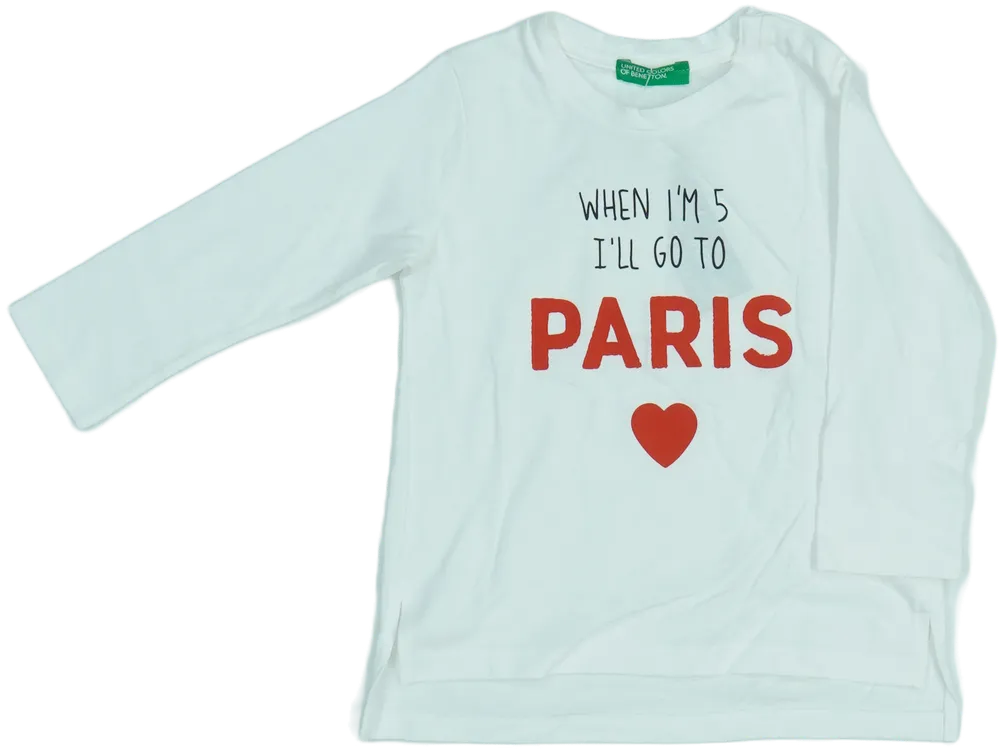 Fehér Benetton Hosszú ujjú felső EU 80 / UK 9-12 hónap / US 12 hónap