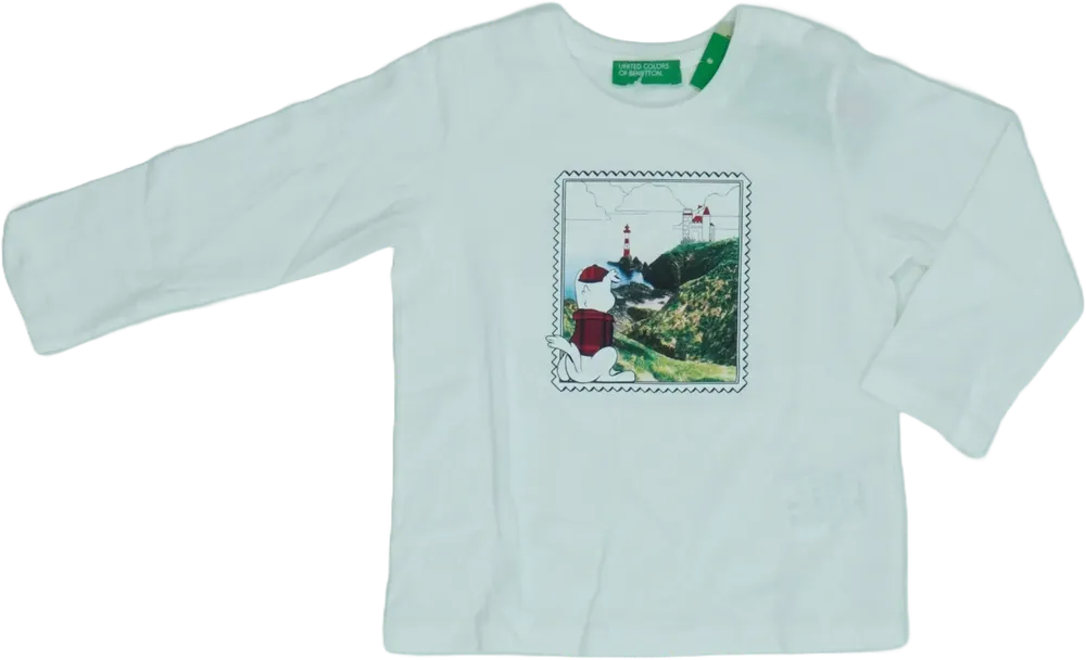 Fehér Benetton Hosszú ujjú felső EU 80 / UK 9-12 hónap / US 12 hónap