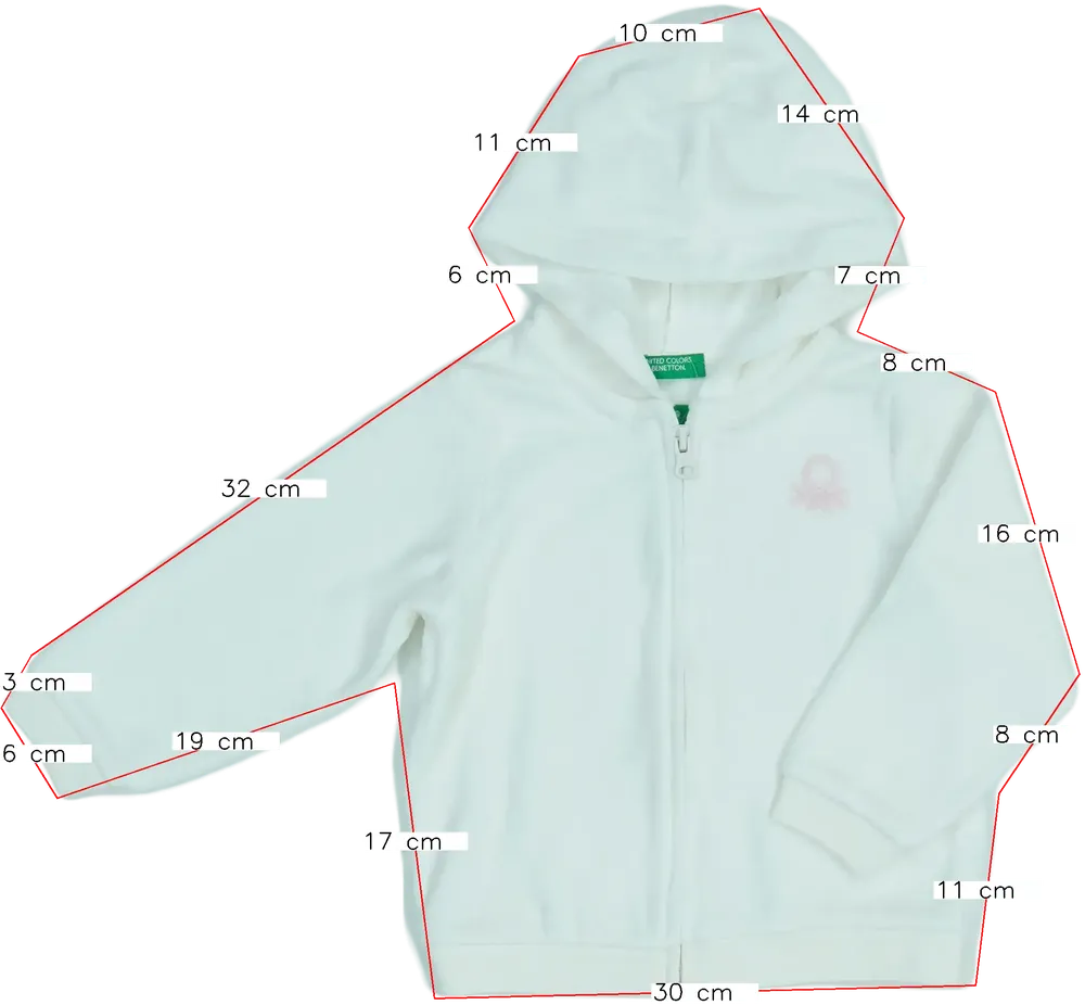 Fehér Benetton Kapucnis pulóver EU 92 / UK 2 év / US 2T