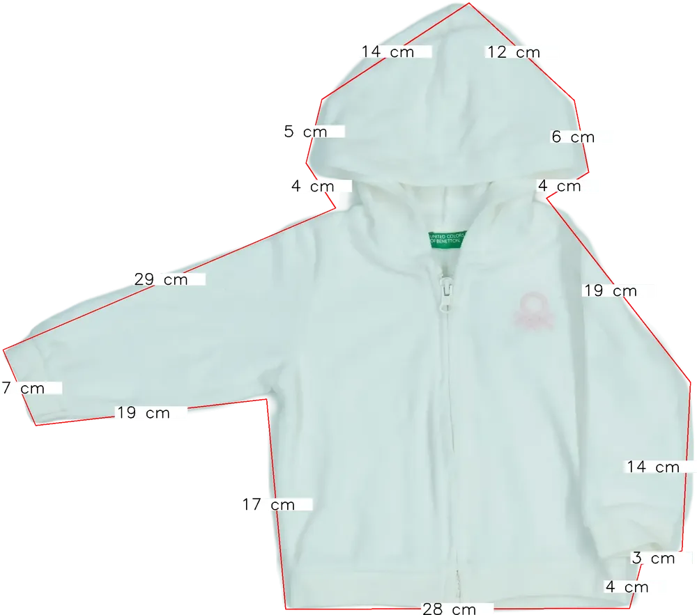 Fehér Benetton Kapucnis pulóver EU 80 / UK 9-12 hónap / US 12 hónap