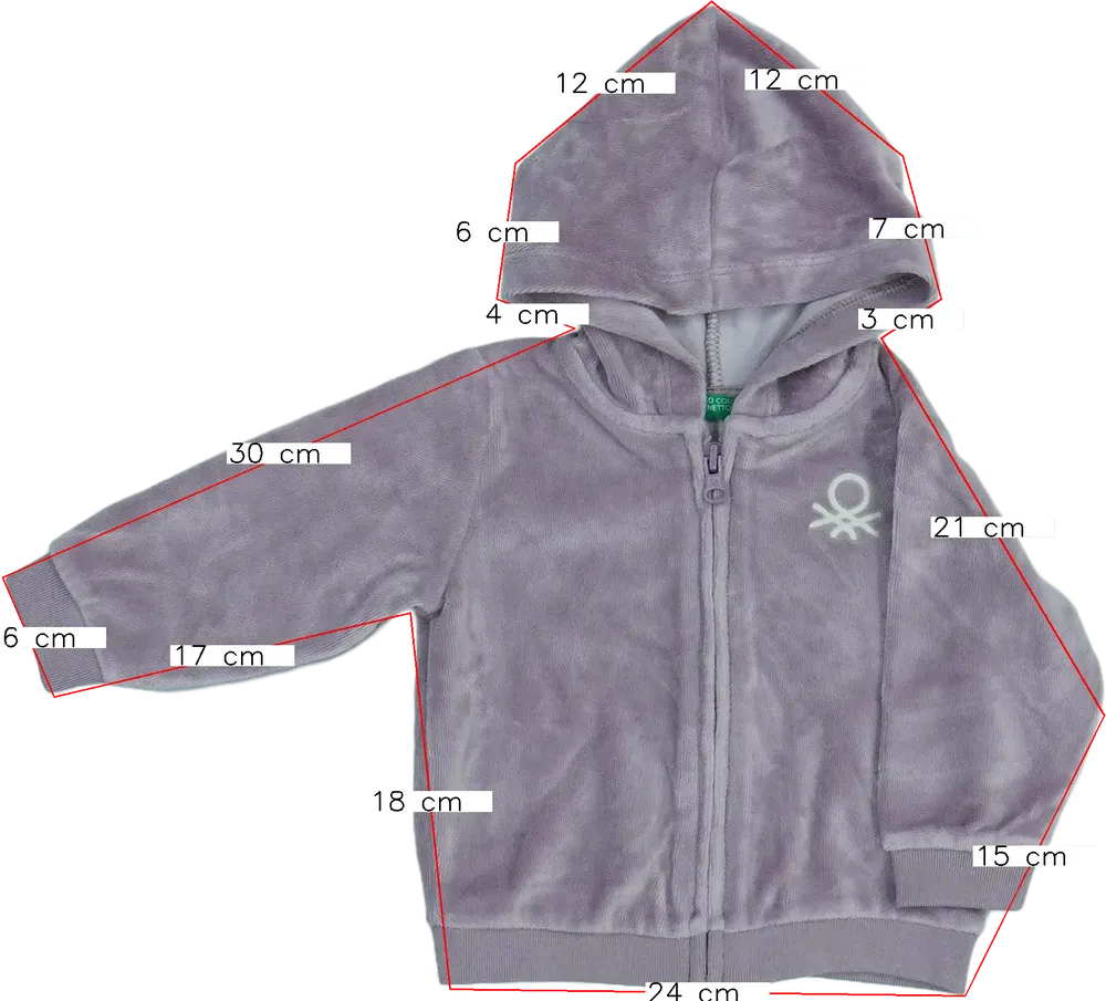 Lila Benetton Kapucnis pulóver EU 74 / UK 6-9 hónap / US 6-9 hónap