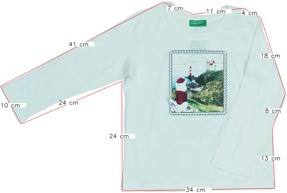 Fehér Benetton Hosszú ujjú felső EU 98 / UK 3 év / US 3T