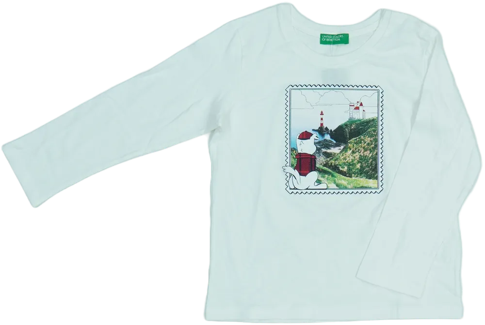 Fehér Benetton Hosszú ujjú felső EU 98 / UK 3 év / US 3T