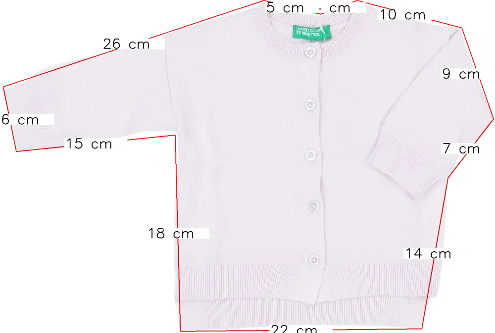 Rózsaszín Benetton Kardigán EU 68 / UK 3-6 hónap / US 3-6 hónap