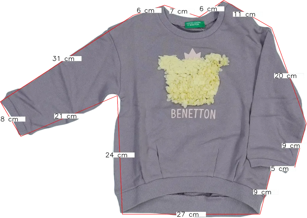 Lila Benetton Pulóver EU 92 / UK 2 év / US 2T