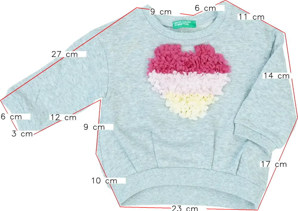 Szürke Benetton Pulóver EU 74 / UK 6-9 hónap / US 6-9 hónap
