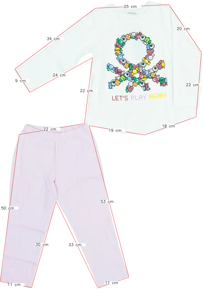 Multicoloured Benetton 2-piece set - Top &amp; Bottom EU 98 / UK 3 years / US 3T